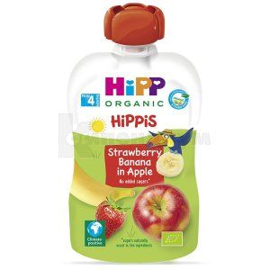 Хипп Хиппис фруктовое пюре яблоко-клубника-банан (Hipp Hippis fruit puree apple-strawberry-banana)