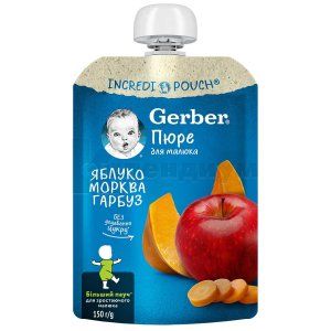 Пюре фруктово-овощное тм "Gerber" "Яблоко, морковь и тыква"