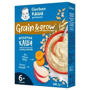 Каша сухая молочная тм "Gerber" овсяно-пшеничная с яблоками и морковью